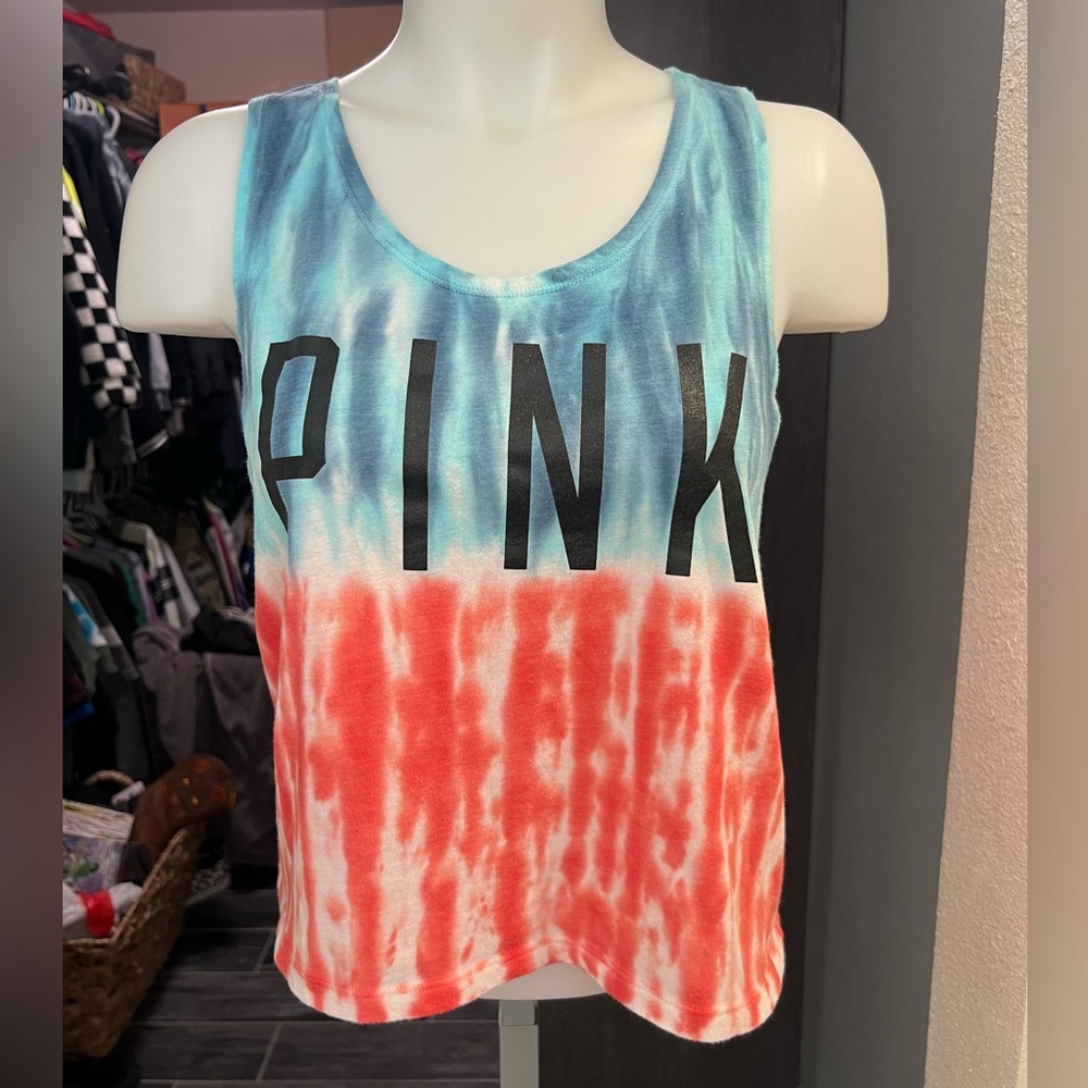 PINK Red, White, and Blue Crop Tank Top